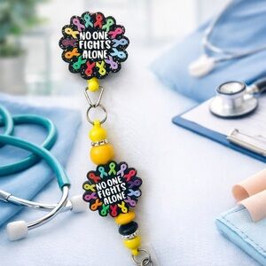 No One Fights Alone Yellow Badge Reel Key & Card Holder